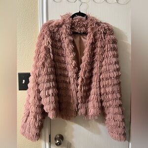 🛍️SHEIN 4X Pink Teddy Fringe Jacket